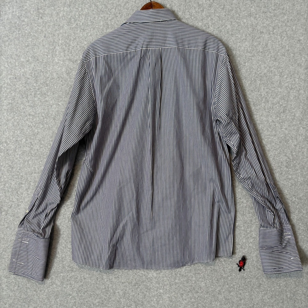 Michael Kors Mens 15.5 34/35 Button Down Shirt Striped Blue‎ White Regular Fit - Picture 4 of 9